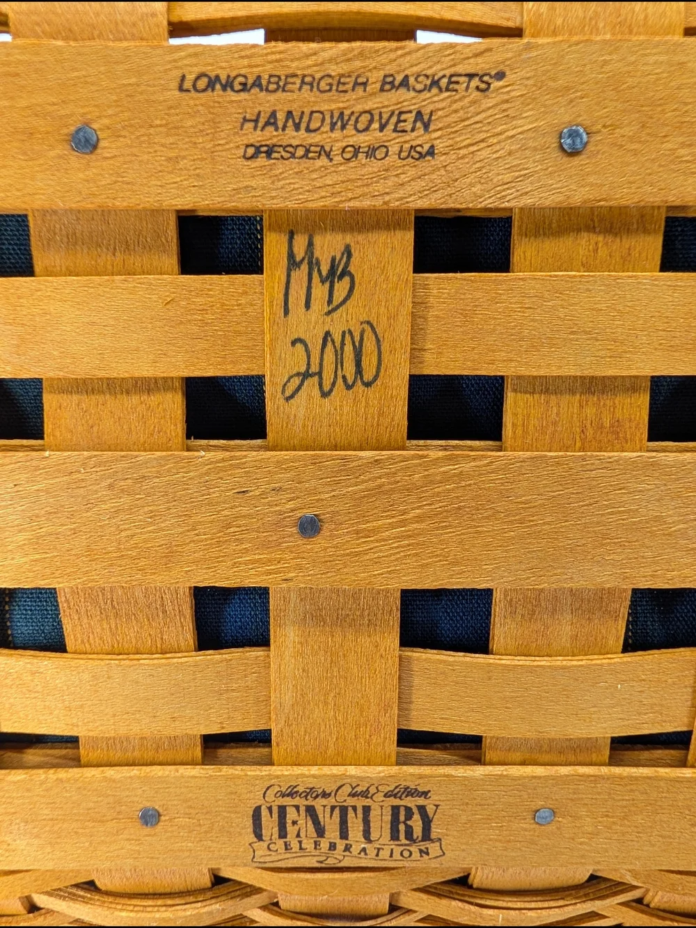 Longaberger 2000 Collectors Club Spring Meadow Basket/Liner/Protector/Tie-On
